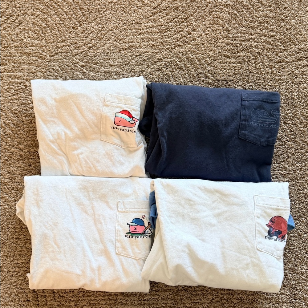4 long sleeve vineyard vine boys tee's size small (8-10)